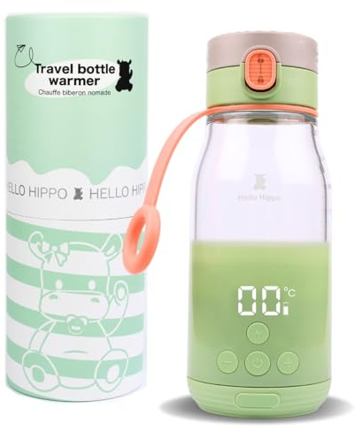 Scaldabiberon Nomade 300 ml – Senza Fili, Batteria Ricaricabile USB, Auto – Temperatura Regolabile 37-50°C con Mantenimento del Calore – Graduazione 30 ml – Ideale per Latte e Acqua in Viaggio