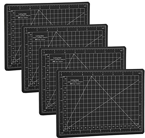OVAQUIXI 4 St A5 Svart PVC Självläkande Pysselunderlägg för Pappersskärning, Gravering och Modellbygge