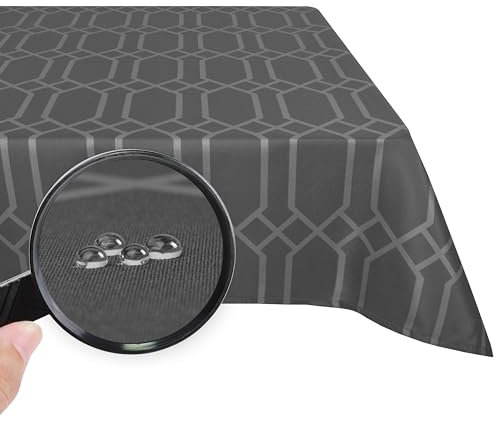 Valia Home Tischdecke mit Teflonbeschichtung für Innen- & Außenbereich anwendbar Wasser & Schmutzabweisend Dank verlässlichem Lotuseffekt - 140 x 240 cm grau