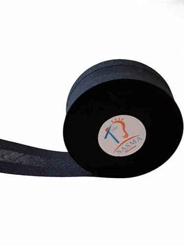 5 or 50 Metres x 1 25mm White/Black Cotton Bias Binding Craft Sewing Tape (Black, 5 Meter)