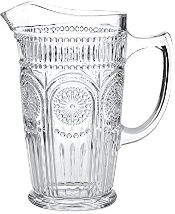 Kingrol Jarra de vidrio de 50 onzas, jarra de agua clásico para té helado, jugo, leche, bebidas, jarra de vidrio resistente al calor para agua fría/caliente