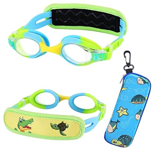 RUIGAO Kids Swim Goggles Age 2-6, Toddler Goggles No Hair Pull,UV Protection/Anti Fog/Padded HeadBand