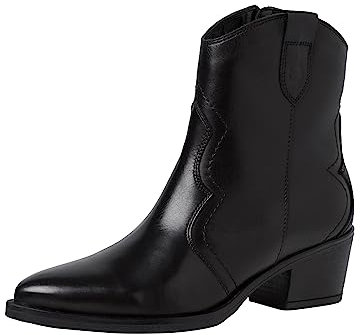 Tamaris Damen Absatzstiefelette Leder Blockabsatz bequem; BLACK LEATHER, EU 37