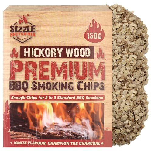 SOL Hickory Wood Premium BBQ Smoking Chips 150g - Smoker Chips for Meat, Grilling, Oven, Woodfire Smoker - Premium Wood Chunks for BBQ and Smoking