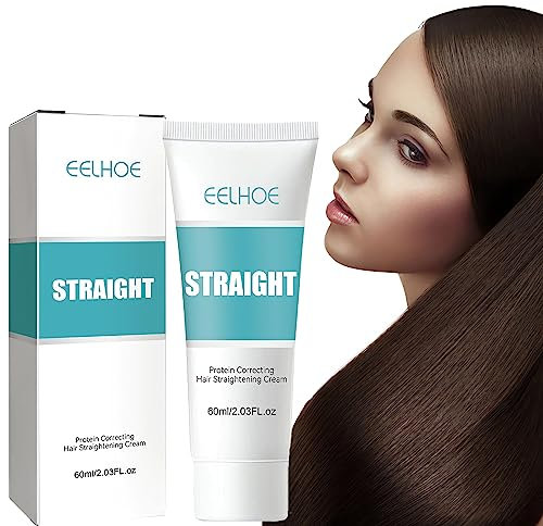 Eelhoe Straight Hair, Crema para alisar el cabello, Crema para alisar el cabello con tratamiento de queratina, Crema para alisar el cabello con proteína de seda y brillo (1pcs)