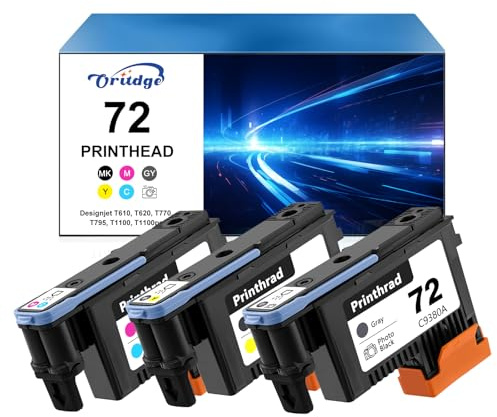 72 Tête d'impression Remplacement pour HP 72 C9380A C9383A C9384A pour HP Designjet T610 T620 T790 T1120 1200 T1300 T2300（MBK/Yellow/Magenta/Cyan/Gris/Photo Noir）