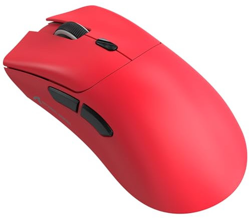 ATTACK SHARK Mouse R1 SUPERLIGHT da 59 g, sensore da gioco PixArt PAW3311, mouse da gioco wireless/cablato BT/2.4G, 6 DPI regolabili fino a 18000, batteria da 65 ore (Rosso)