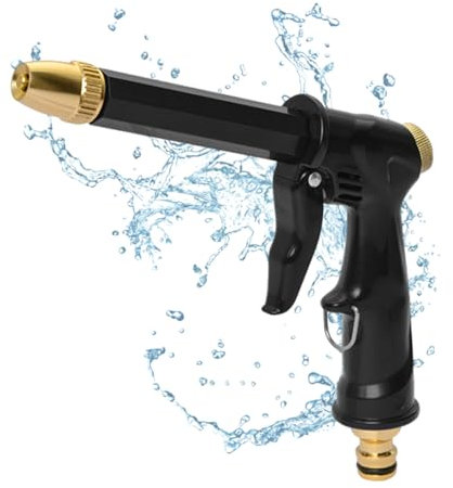 Hochdruck Gartenbrause, Garten Spritzpistole, Hochdruck Spritzpistole, Geeignet zum Reinigen von Autos, zur Gartenbewässerung, zum Baden von Haustieren und zum Reinigen von Glas, Schwarz