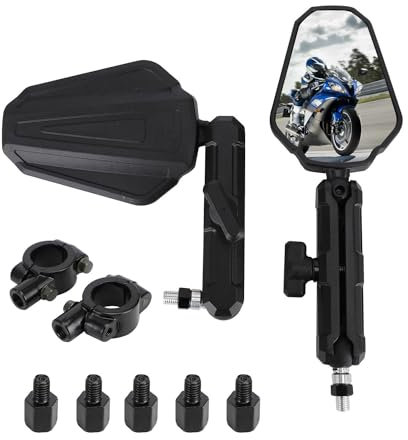 1 Pair Motorcycle Rearview Side Mirrors Foldable,Universal Rear View Side Mirrors Aluminum Alloy for Most Motorcycle Dirt Bike Scooter Quad ATV