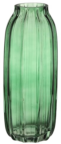 JAKY Global, Grande vaso da fiori in vetro verde, altezza 32 cm, elegante decorazione per casa, soggiorno, centrotavola, per casa colonica e ufficio (verde, 32 cm)
