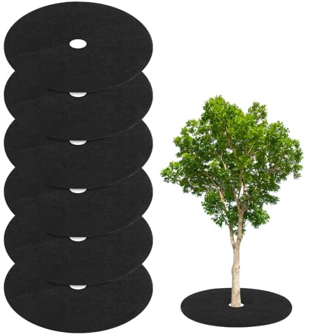 M METERXITY 6 Pcs Anneaux de Couverture d'arbre Non Tissés, 24.4 Housse en Tissu Anti-Mauvaises Herbes pour Arbre, à Appliquer sur l'anneau de Paillis d'arbre de Jardin (Rond Noir)