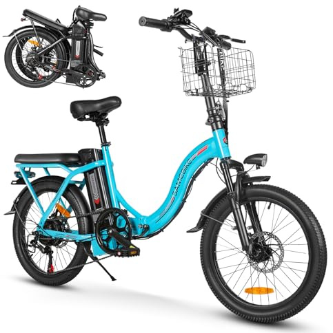 SAMEBIKE CY20FT Bici Elettrica Pieghievole per Adulti - Bicicletta Elettrica con Batteria Rimovibile 36V 13AH, Motore 250W, Autonomia 70KM e Pneumatici 20 per Tutti i Terreni