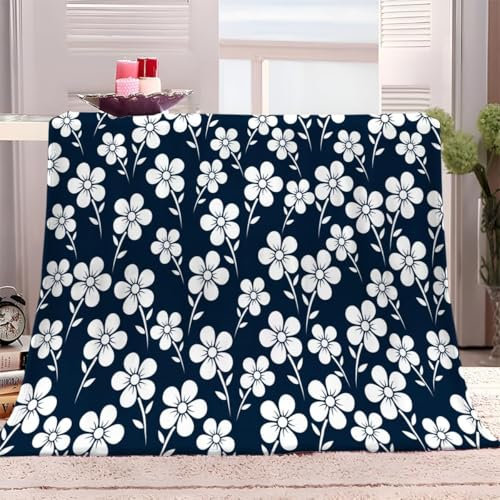 Blumen Kuscheldecke Flauschig 100x130cm Weiß Fleecedecke Weich Sofadecke Warm Bettdecke Decken Wohndecke Tagesdecke Sofaüberwurf Decke Couchdecke Bettüberwurf K734