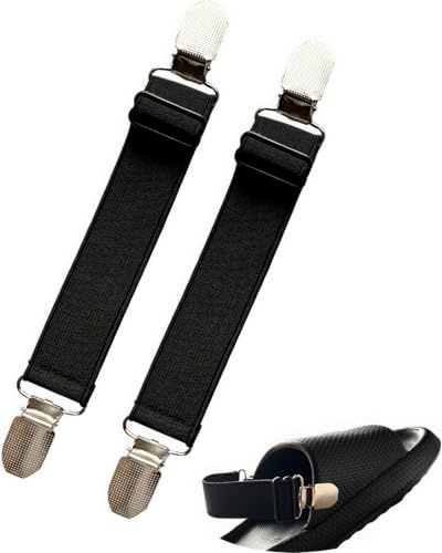 BitsFans Elastic Shoe Straps for Slip on Sandals Women Anti-Slip Heel Strap for Platform Black Slides Slippers Cloud Sandals(Black)