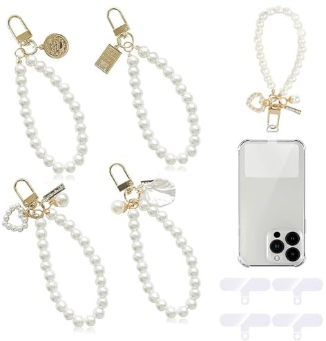 Cadena de Perlas Corta para móvil 3 Pcs Colgante Universal para Teléfono