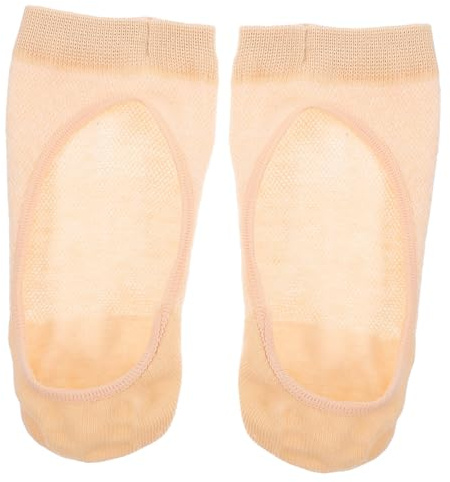 Healvian Chaussettes de Yoga pour Femme Coton Beige, Modèle Ouvert Talon et Orteils, Pratique Yoga en Saison Chaude