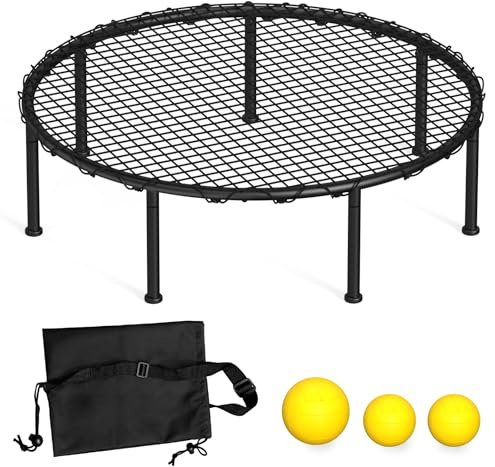 Roundnet - Juego de pelota de playa con 3 pelotas, red de polietileno de alta elasticidad, funda de transporte de almacenamiento, perfecto para césped, playa, patio, juegos al aire libre para adultos