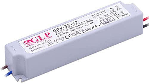 Fuente alimentation glp tension de courant continu étanche à led 12v, 3a, 36w (gpv-35-12)