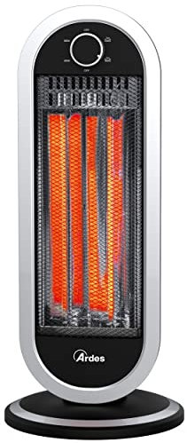 Ardes Ar4B01 Stufa Carbonio Oscillante Tizzo 900W, Stufa Carbonio, Argento Nero