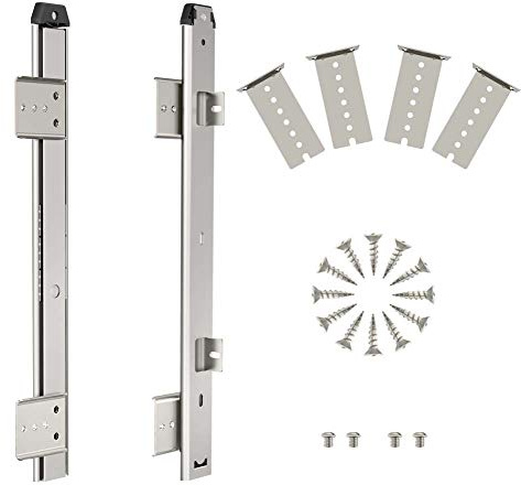 FRMSAET 305/355/405/455 mm Espesor Construcción de acero Teclado Cajón Deslizadores Bandejas Accesorios Gabinete Muebles Rieles de hardware (305 mm, Plata)