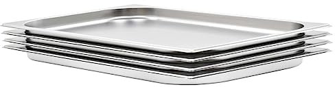 vidaXL 4X Bandejas Gastronorm de Alimentos GN 1/1 Utensilios Calientaplatos Hostelería Cocina Comida Buffet Baño María 20 mm de Acero Inoxidable