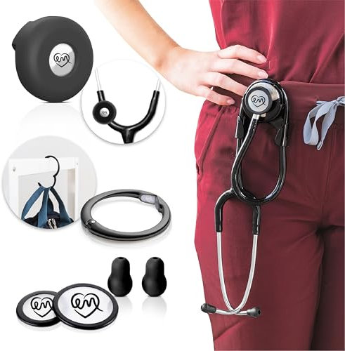 MotivatEM Support de stéthoscope à clipser avec clip, support de hanche pour ceinture, idéal pour médecins, infirmières et étudiants, compatible avec stéthoscopes Littmann, Adscope, ADC, MDF.