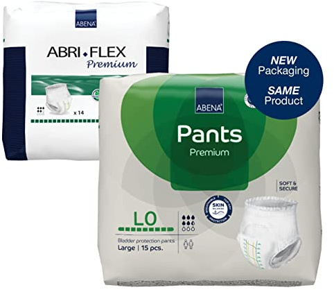 Abena Pants Premium Pull-Up Incontinence Pants, Eco-Labelled Incontinence Pants for Men & Women, Discreet, Protective, Breathable, Comfortable - Large 0, 100-140cm Waist, 1085ml Absorbency, 15PK