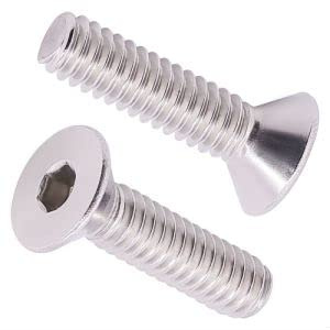 M8-1.25 x 16mm (20 pcs) Flat Socket Cap Screws, 304 Stainless Steel 18/8, Full Thread, Countersunk Head Internal Hex Drive Screws, DIN7991