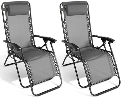 IDMarket - 2 Gartensessel, neigbar, Grand Confort Relax, Anthrazitgrau