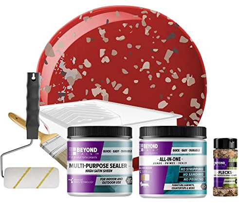 Beyond Paint Countertop Makeover Kit with Paint, Sealer, Flecks and Tools for Countertops, Poppy