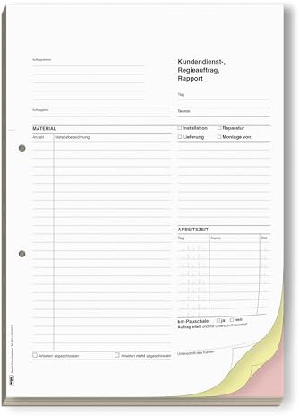 ORGASET Regiebericht/Rapport | DIN A4 | 3-fach selbstdurchschreibend | 3x50 Blatt Durchschreibeblock | weiß/gelb/rosa