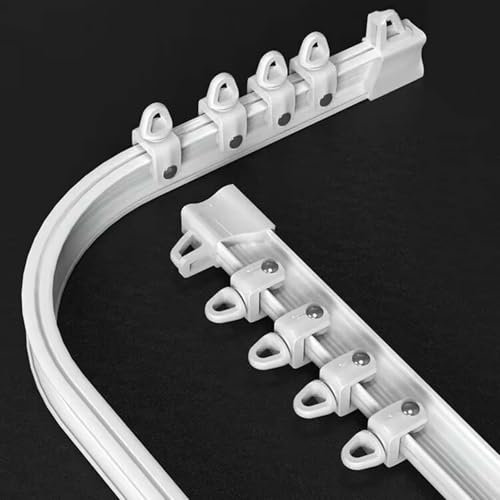 Binario Flessibile per Tende da Soffitto 5 Metri, Bastone Curvo in PVC con Pulegge Silenziose, Adatto per Finestre, Doccia, Camper E Stanze Divisorie, Sistema di Montaggio Completo(100 cm/3.3 FT)