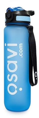 OSAVI Bottle, Blue – 1000 ml | Convenient Straw & Measuring Cup | Leak–Proof, BPA–Free | Ideal for Gym & Everyday Use
