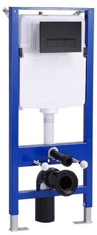 HOROW Elemento a parete per WC a incasso, con piastra di comando a 2 quantità, struttura in acciaio, altezza regolabile UWT01H, rettangolare, colore nero