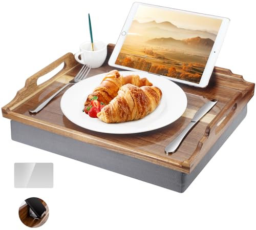 DRELIFAM Plateau Repas lit avec Coussin de Service Bois Petit Dejeuner