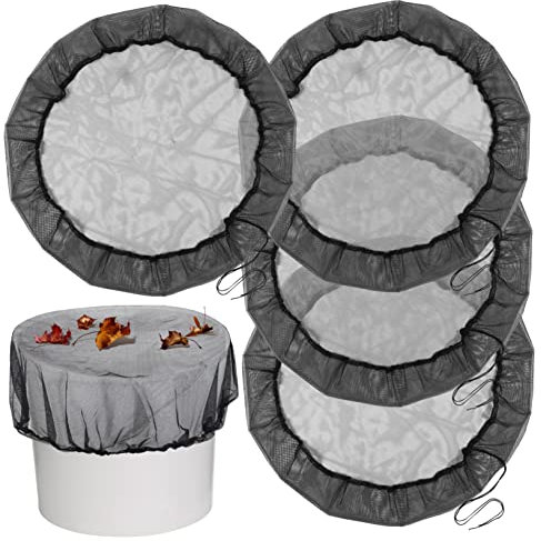 SUPVOX 4 Pcs Black Polyester Rain Butt Net Covers Drawstring Adjustable Water Barrel Mesh Protection for Outdoor Garden 80cm