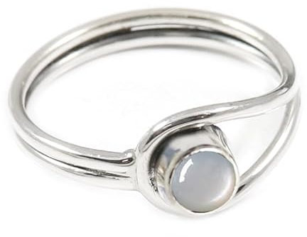 JEWELSTREZORO Bague en argent sterling 925 avec pierre précieuse - Pour homme et femme - Article cadeau - Bijou fait main - TSR368AA, 67 (21.3), Métal précieux Pierre précieuse, Pierre de lune blanche