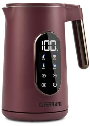 G3 Ferrari G10205 Bollitore Tisaniere Tech, 1,7 Litri, 4 Programmi preimpostati, Display Touch Screen, Temperatura Regolabile, Base con rotazione 360°C, Tè Matcha, Tè Bianco, Tisane, Bordeaux