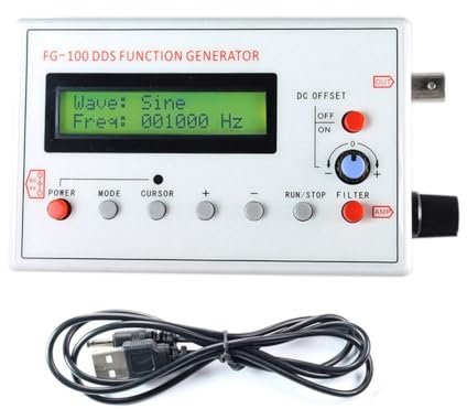Qusedwey FG-100 DDS Function Signal Generator Frequency Counter 1Hz - 500KHz Module Sine+Square+Triangle +Sawtooth Waveform