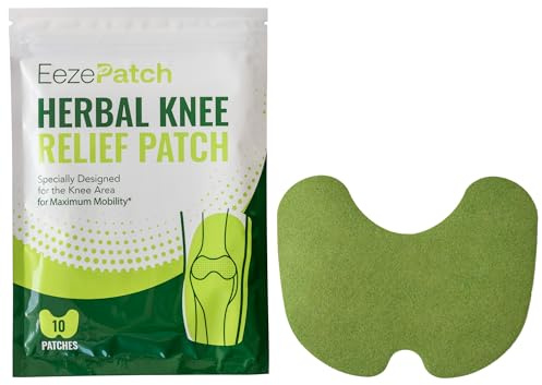 EezePatch Herbal Knee Relief Patches (10 Count) – Natural Joint Support for Knee Discomfort, Mobility & Flexibility – Herbal Extracts for Soothing Relief – Easy-to-Apply Patches