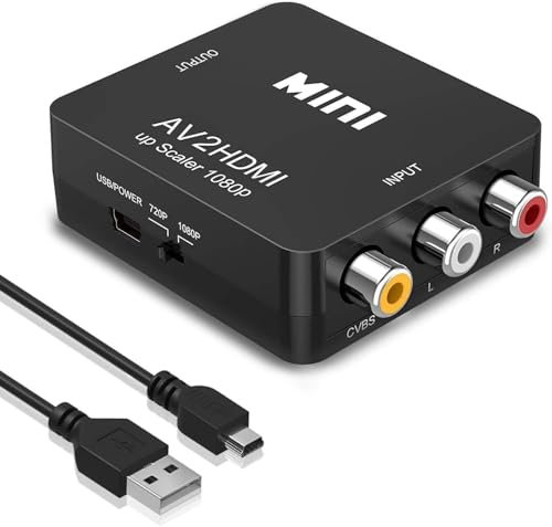 BOBOPACK HDMI auf RCA, HDMI auf AV Adapter, 1080P RCA Konverter mit USB Ladekabel Geeignet für HDTV/PC/DVD/Laptop/Xbox/Stick/Roku/HDTV