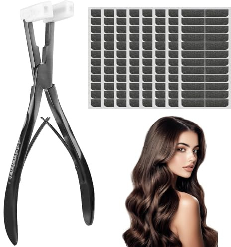Kit di extension per capelli e 96 pezzi di nastro, pinze per extension per capelli veri, extension per capelli veri, per installazione professionale