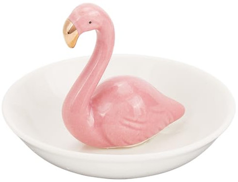 SUNNYCLUE Vassoio Portagioie In Porcellana A Forma di Fenicottero Rosa Acceso Decorativo per Collane Orecchini Braccialetti Orologi Organizer per Riporre Piccoli Oggetti Espositore per Compleanni Mamm