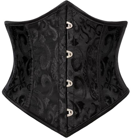 Scarlet Darkness Corset Belt for Women Fishbone Wide Waist Corset Pirate Belt Black Jacquard Size 10