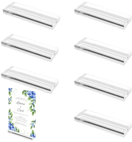7 Stück Acryl Tischkartenhalter, 10×3×1 cm Fotohalter, Acryl Menükartenhalter, Transparent Postkartenhalter, Kartenhalter Tisch, Kartenständer, für Hochzeiten, Restaurants, Büros, Bankette, Partys