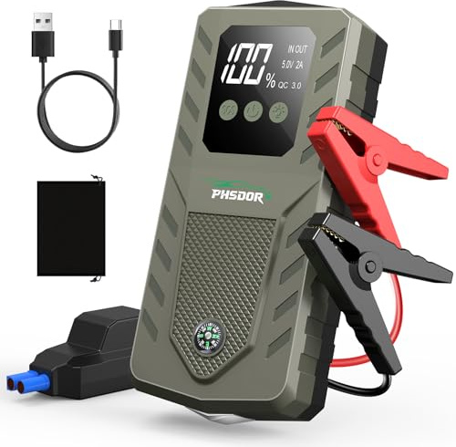 6000A Jump Starter Power Pack, 20000mAh Car Battery Booster Jump Starter (10L Gas/8L Diesel), 12V Car Starter Power Pack, Jump Pack with LED Flashlight