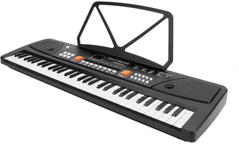 Luocute Elektriskt Keyboard med 61 Tangenter, Uppladdningsbart Bärbart Elektroniskt Piano med 16 Toner 10 Rytmer AUX IN-funktion, för Barn Nybörjare Musikinlärningsval