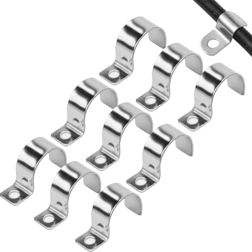 NOLACE 20 Piezas Grapas para Cables Pared Acero Inoxidable 304 Espesado 25mm Sujeta Cables Pared Abrazaderas Metalicas para Cable Orificio Unico en Forma de U para Fijar Cables Tubos y Alambres