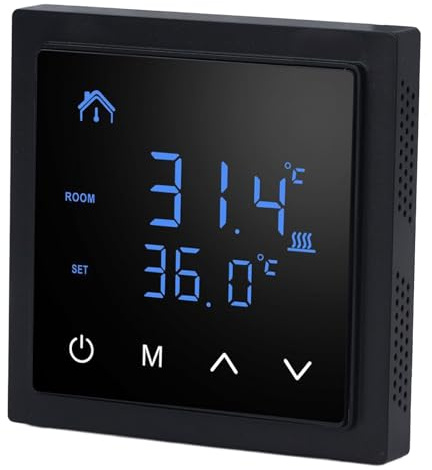 Yechiry Smart Termostat, LED-display Temperaturkontroll, 16A AC85V- Elektrisk Golvvärme Termostat med Barnlåsläge, Perfekt för Hem, Hotell (Svart)
