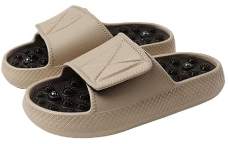Akupressur Tofflor Reflexologi Massage Sandaler Män Dam Djupvävnadsmassage För Foten Halkfria Duschskor Akupunkturtofflor För Plantar Fasciit Smärtlindring(Brown,38 EU)